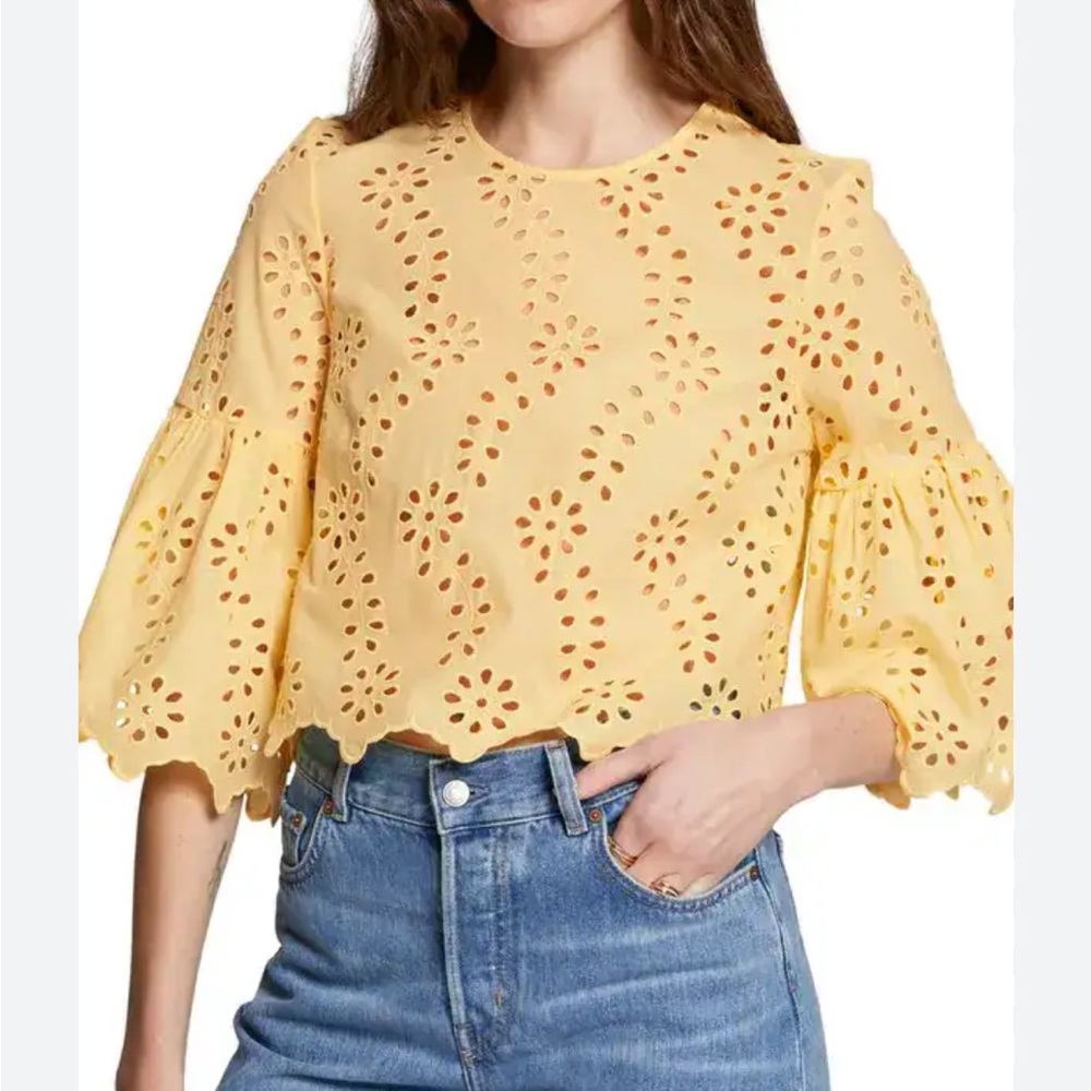 & Other Stories Yellow Eyelet top